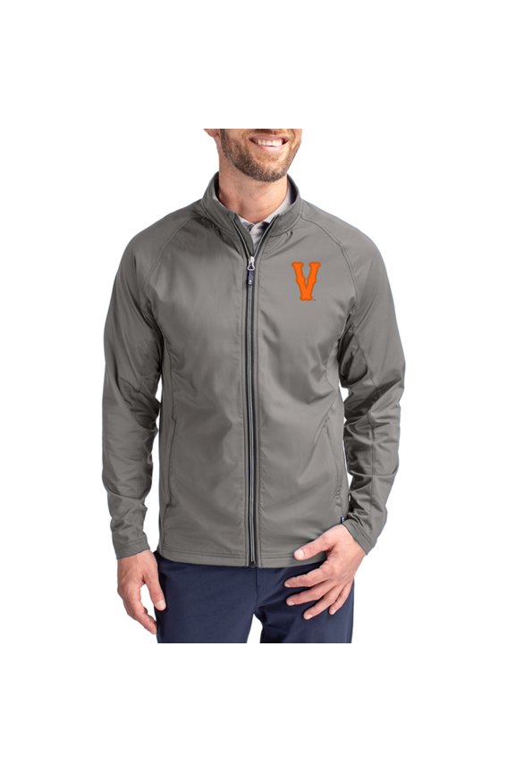 Men's Cutter & Buck Gray Virginia Cavaliers Vault Logo Adapt Eco Knit Raglan Full-Zip Jacket