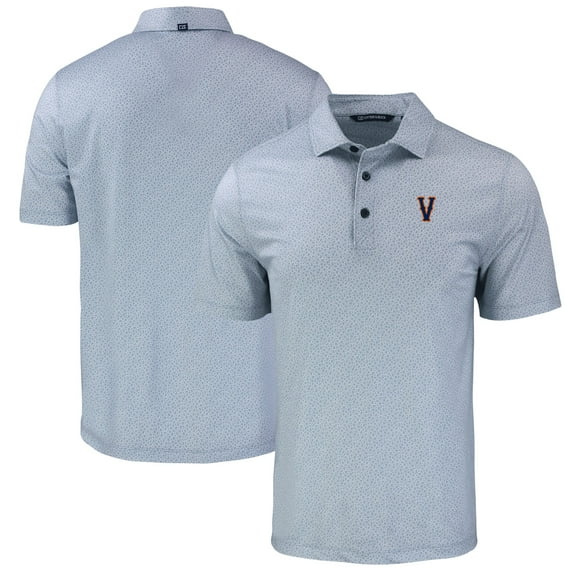 Men's Cutter & Buck Gray Virginia Cavaliers Vintage Pike Eco Pebble Print Stretch Recycled Polo