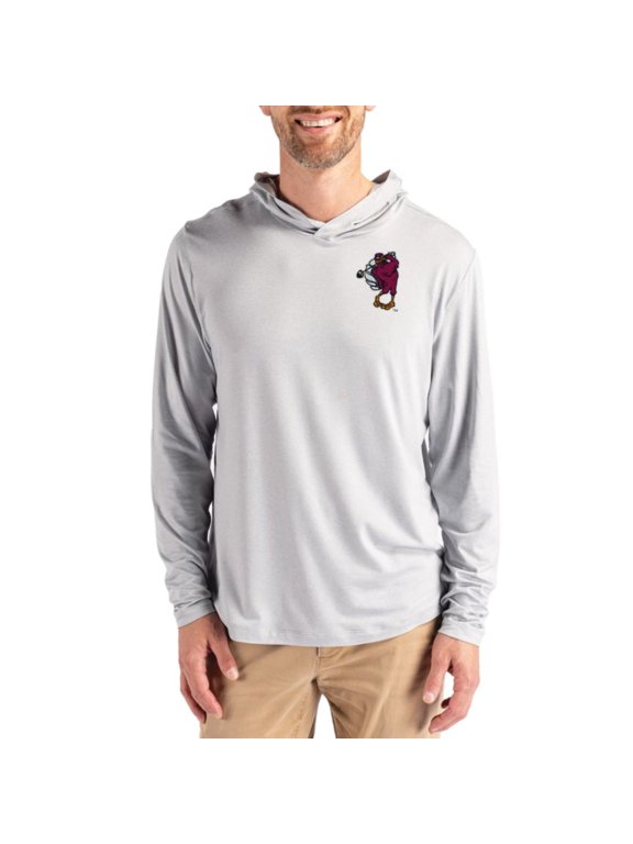 Men's Cutter & Buck Gray Virginia Tech Hokies Coastline Recycled Double-Peached Hooded Pullover