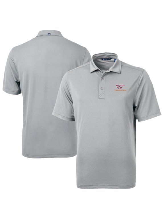 Men's Cutter & Buck Gray Virginia Tech Hokies Virtue Eco Pique Recycled Polo