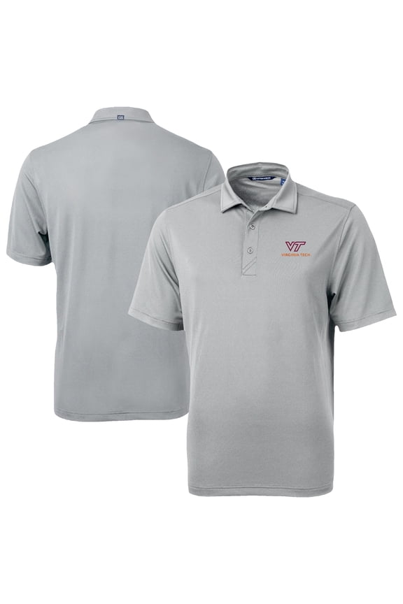 Men's Cutter & Buck Gray Virginia Tech Hokies Virtue Eco Pique Recycled Polo