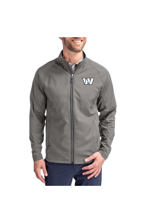 Men's Cutter & Buck Gray Washington Commanders Adapt Eco Hybrid Recycled Full-Zip Jacket
