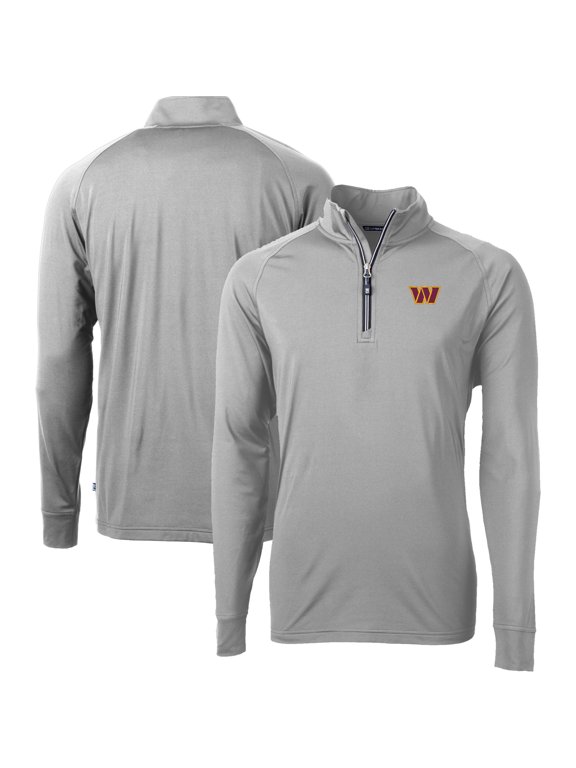 Men's Cutter & Buck Gray Washington Commanders Big & Tall Adapt Eco DryTec Raglan Quarter-Zip Jacket