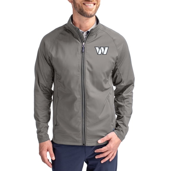 Men's Cutter & Buck Gray Washington Commanders Big & Tall Adapt Eco Hybrid Recycled Full-Zip Jacket