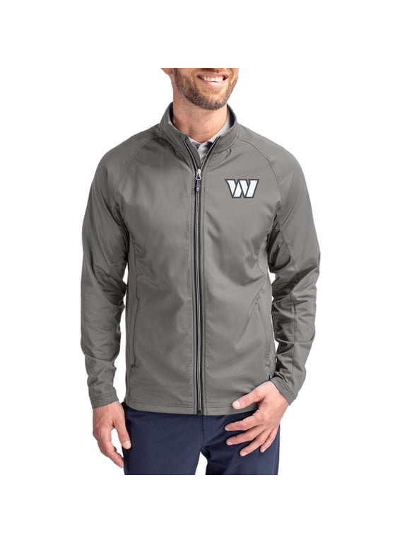 Men's Cutter & Buck Gray Washington Commanders Big & Tall Adapt Eco Hybrid Recycled Full-Zip Jacket