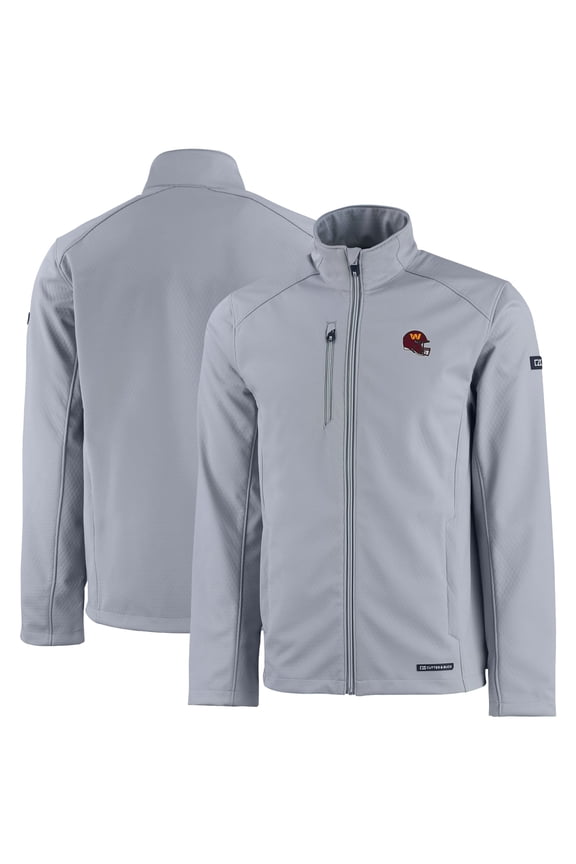 Men's Cutter & Buck Gray Washington Commanders Evoke Eco Softshell Recycled Full-Zip Jacket
