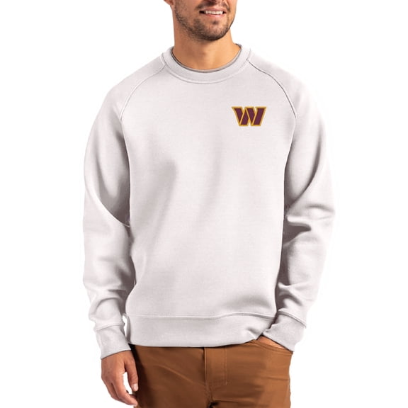 Men's Cutter & Buck Gray Washington Commanders Primary Logo Roam Recycled Raglan Pullover Sweatshirt
