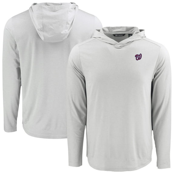 Men's Cutter & Buck Gray Washington Nationals Coastline Epic Comfort Recycled Eco Hoodie Long Sleeve T-Shirt