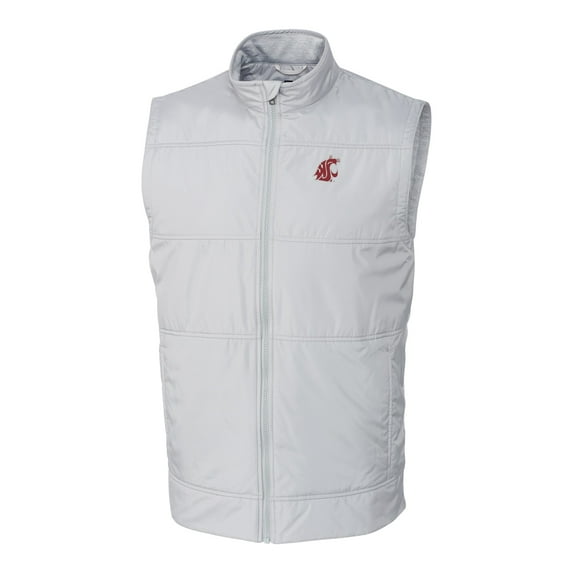 Men's Cutter & Buck Gray Washington State Cougars Big & Tall Stealth DryTec Full-Zip Vest