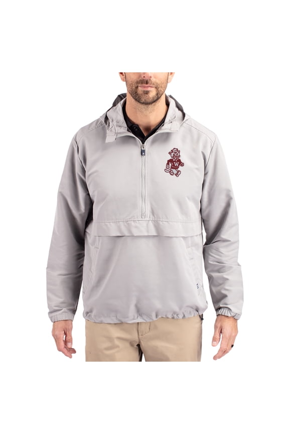 Men's Cutter & Buck Gray Washington State Cougars Charter Eco Recycled Half-Zip Anorak Jacket