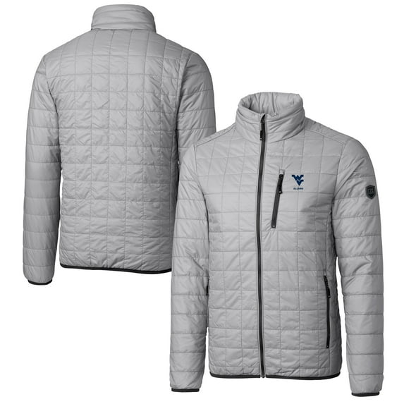 Men's Cutter & Buck Gray West Virginia Mountaineers Alumni Logo Rainier PrimaLoft Eco Insulated Full-Zip Puffer Vest
