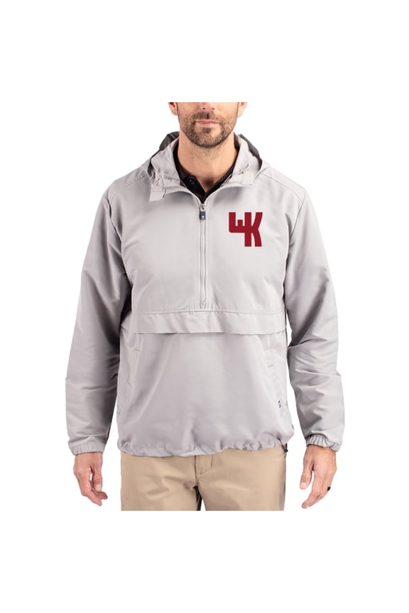 Men's Cutter & Buck Gray Western Kentucky Hilltoppers Charter Eco Recycled Half-Zip Anorak Jacket