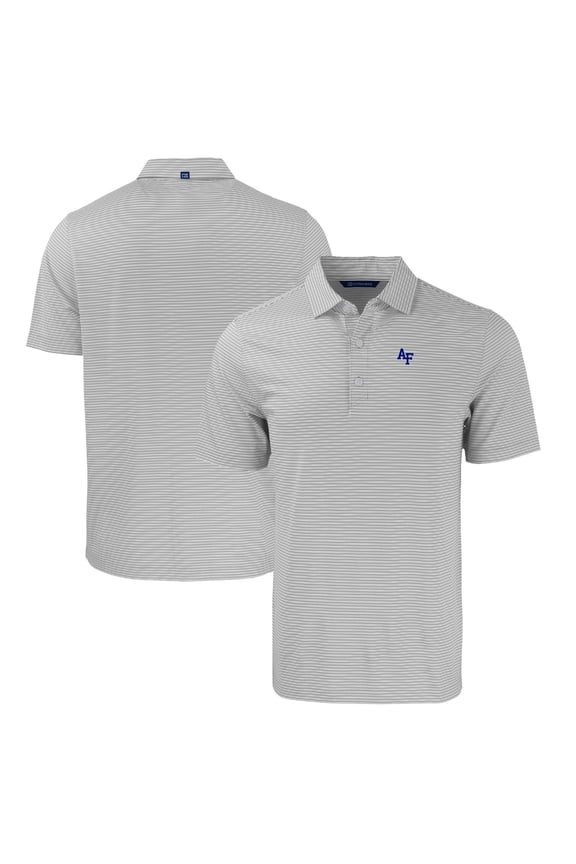Men's Cutter & Buck Gray/White Air Force Falcons Forge Eco Double Stripe Stretch Recycled Polo