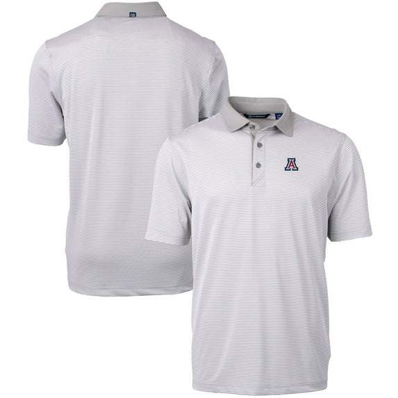 Men's Cutter & Buck Gray/White Arizona Wildcats Big & Tall Virtue Eco Pique Micro Stripe Recycled Polo