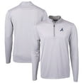 thumbnail image 1 of Men's Cutter & Buck Gray/White Atlanta Braves Virtue Eco Pique Micro Stripe Recycled Quarter-Zip Pullover Top, 1 of 3