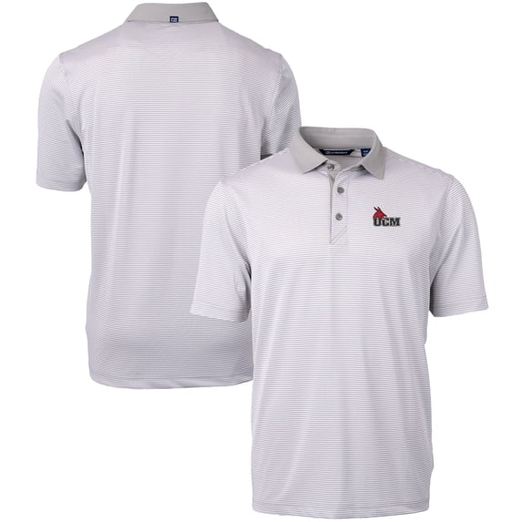 Men's Cutter & Buck Gray/White Central Missouri Mules Big & Tall Virtue Eco Pique Micro Stripe Recycled Polo