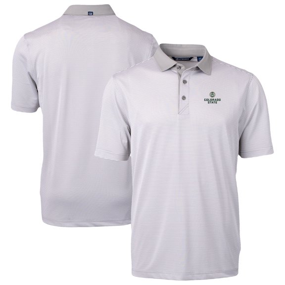 Men's-Cutter & Buck Gray/White Colorado State Rams DryTec Virtue Eco Pique Recycled Polo