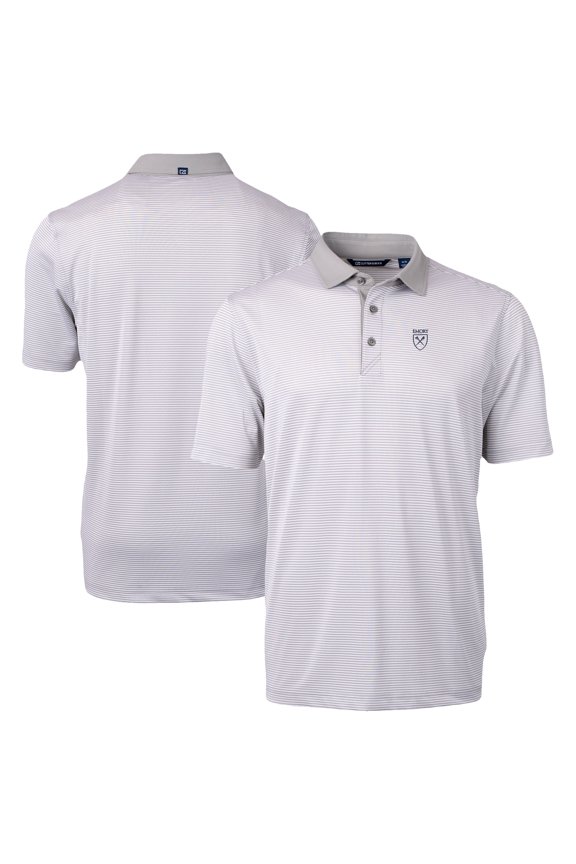 Men's-Cutter & Buck  Gray/White Emory Eagles DryTec Virtue Eco Pique Recycled Polo