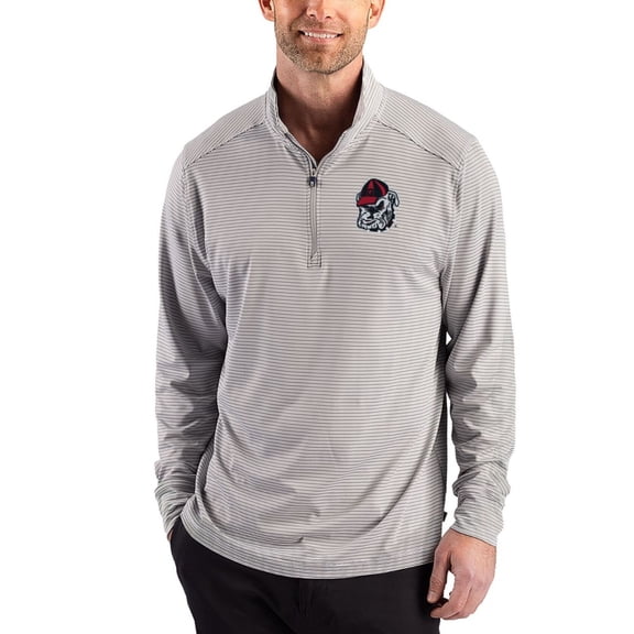 Men's Cutter & Buck Gray/White Georgia Bulldogs Forge Recycled Four-Way Stretch Quarter-Zip