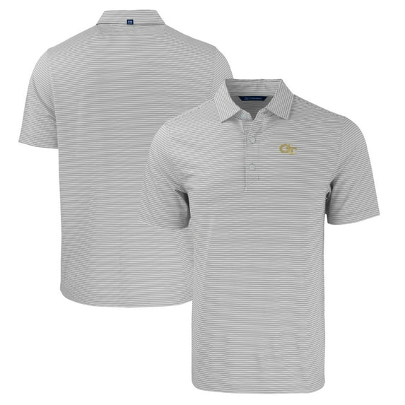 Men's Cutter & Buck Gray/White Georgia Tech Yellow Jackets Big & Tall Forge Eco Double Stripe Stretch Recycled Polo
