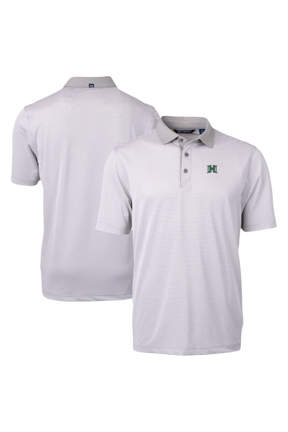 Men's-Cutter & Buck Gray/White Hawaii Rainbow Warriors DryTec Virtue Eco Pique Recycled Polo