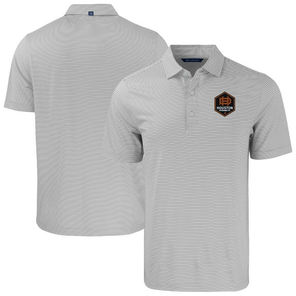 Men's Cutter & Buck Gray/White Houston Dynamo FC Forge Eco Double Stripe Stretch Recycled Tri-Blend Polo