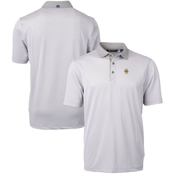 Men's Cutter & Buck Gray/White Idaho Vandals Big & Tall Virtue Eco Pique Micro Stripe Recycled Polo