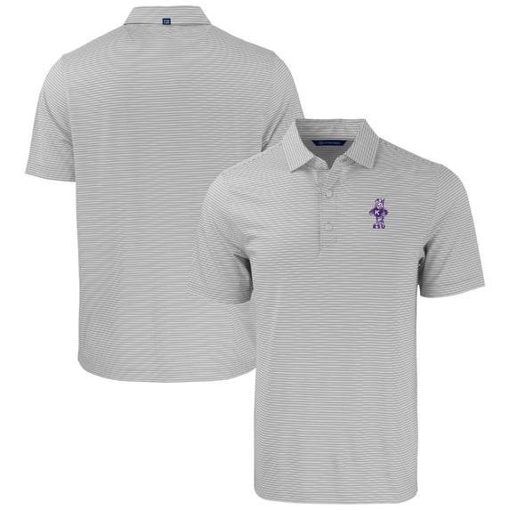 Men's Cutter & Buck Gray/White Kansas State Wildcats Forge Eco Double Stripe Stretch Recycled Tri-Blend Polo