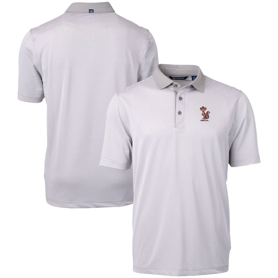 Men's Cutter & Buck Gray/White Minnesota Golden Gophers Vault DryTec Virtue Eco Pique Micro Stripe Recycled Polo
