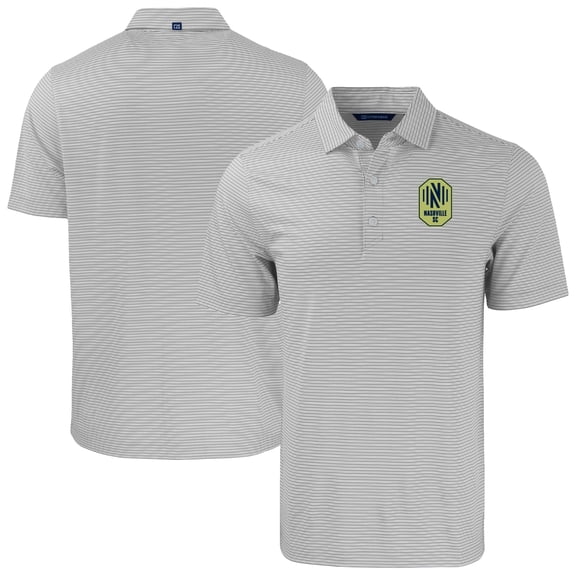 Men's Cutter & Buck Gray/White Nashville SC Forge Eco Double Stripe Stretch Recycled Tri-Blend Polo
