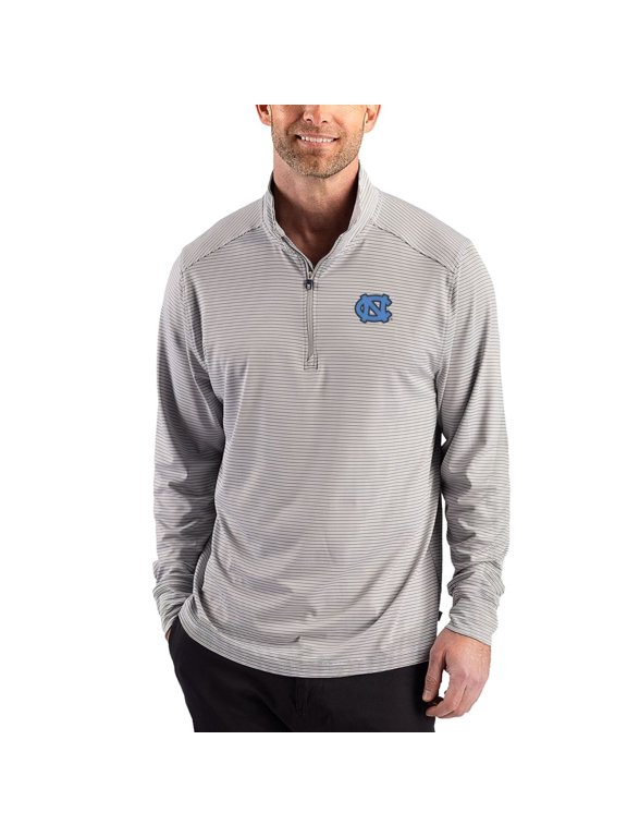 Men's Cutter & Buck Gray/White North Carolina Tar Heels Forge Recycled Four-Way Stretch Quarter-Zip