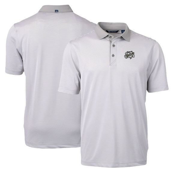 Men's Cutter & Buck Gray/White Omaha Storm Chasers Virtue Eco Pique Micro Stripe Recycled Polo