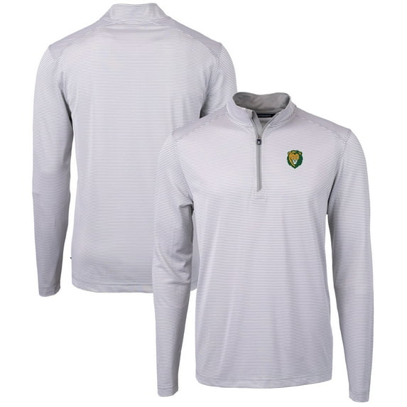 Men's Cutter & Buck Gray/White Southeastern Louisiana Lions Big & Tall Virtue Eco Pique Micro Stripe Recycled