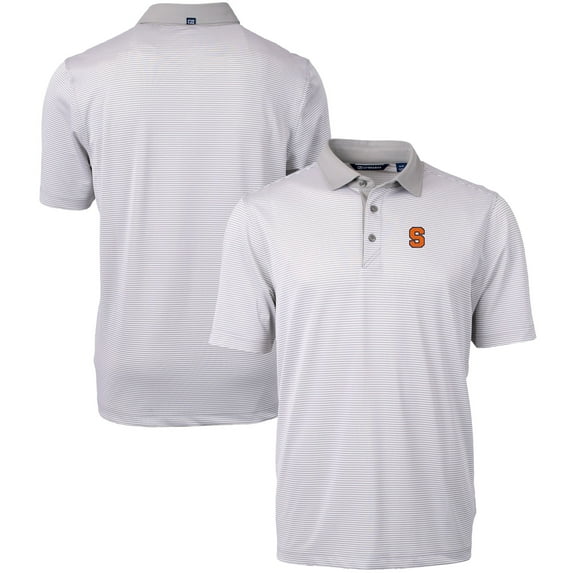 Men's Cutter & Buck Gray/White Syracuse Orange Big & Tall Virtue Eco Pique Micro Stripe Recycled Polo