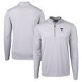 thumbnail image 1 of Men's Cutter & Buck Gray/White Texas Rangers Virtue Eco Pique Micro Stripe Recycled Quarter-Zip Pullover Top, 1 of 3