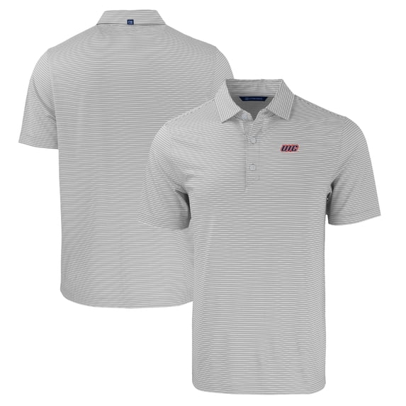 Men's Cutter & Buck Gray/White UIC Flames Big & Tall Forge Eco Double Stripe Stretch Recycled Polo