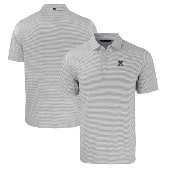 Men's Cutter & Buck Gray/White Xavier Musketeers Big & Tall Forge Eco Double Stripe Stretch Recycled Polo