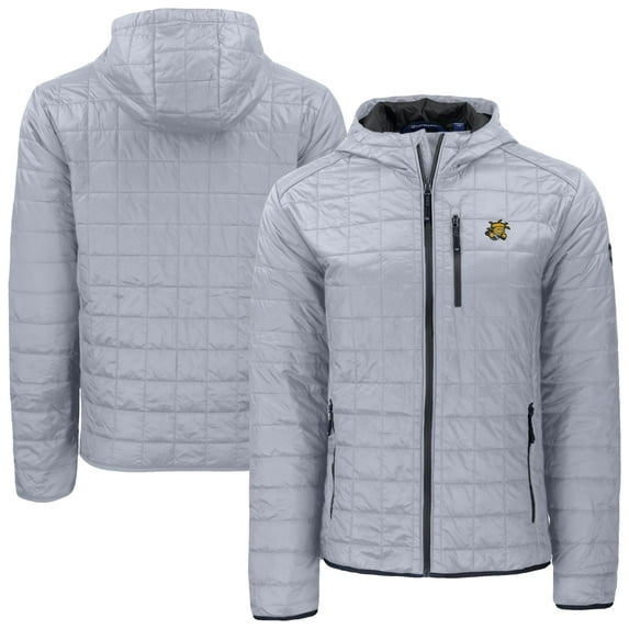 Men's-Cutter & Buck Gray Wichita State Shockers Rainier Eco PrimaLoft Hooded Full-Zip Jacket