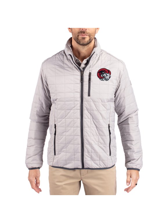 Men's-Cutter & Buck Gray Winston-Salem State Rams Rainier Eco Insulated PrimaLoft Full-Zip Puffer Jacket