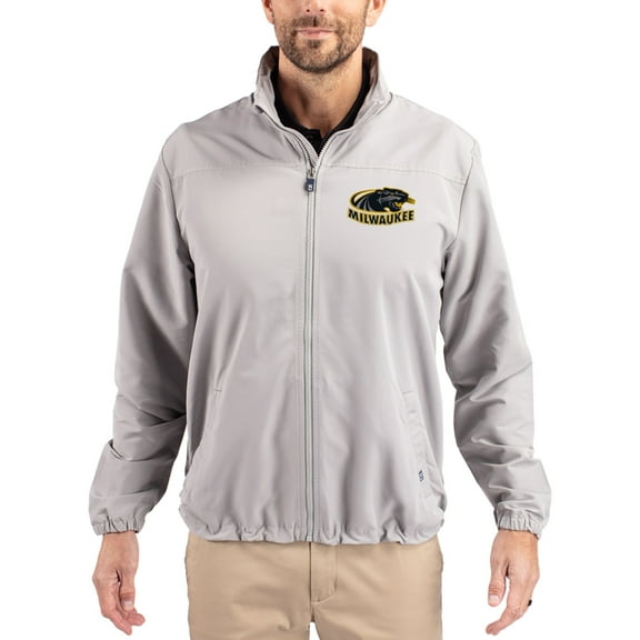 Men's Cutter & Buck Gray Wisconsin-Milwaukee Panthers Charter Eco Recycled Full-Zip Jacket