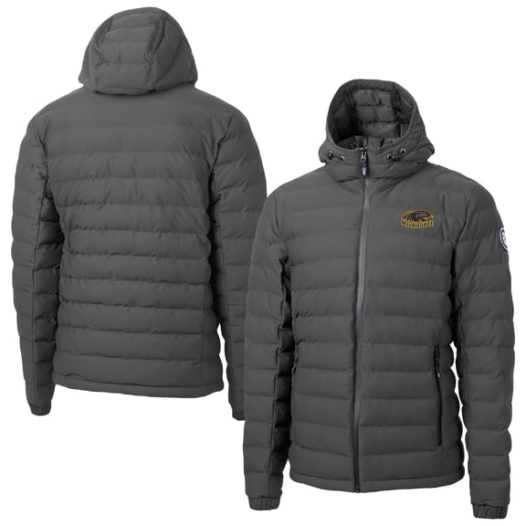 Men's-Cutter & Buck  Gray Wisconsin-Milwaukee Panthers Mission Ridge Eco Insulated Repreve Hooded Full-Zip Puffer Jacket