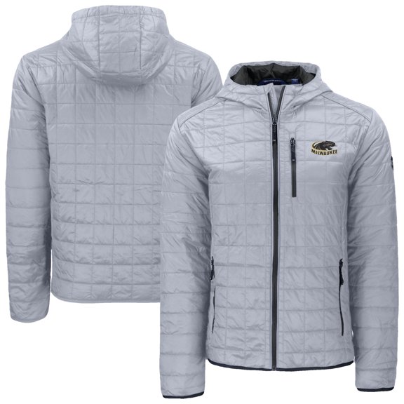 Men's-Cutter & Buck Gray Wisconsin-Milwaukee Panthers Rainier Eco PrimaLoft Hooded Full-Zip Jacket