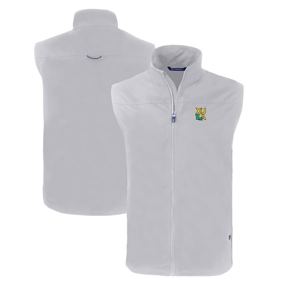 Men's Cutter & Buck Gray Xavier University of Louisiana Gold Rush Big & Tall Charter Eco Full-Zip Vest