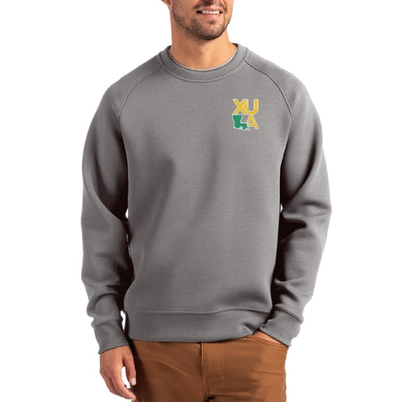 Men's Cutter & Buck Gray Xavier University of Louisiana Gold Rush Roam Recycled Pullover