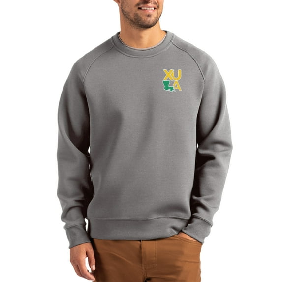 Men's Cutter & Buck Gray Xavier University of Louisiana Gold Rush Roam Recycled Pullover