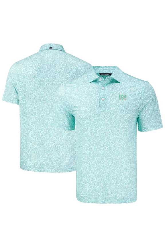 Men's Cutter & Buck Green Cincinnati Bengals Pike Eco Flora Print Recycled Polo