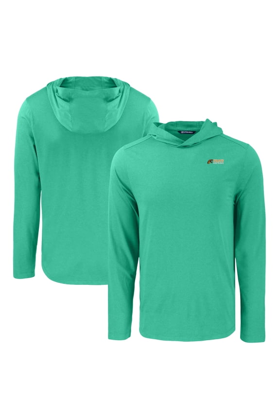 Men's Cutter & Buck Green Florida A&M Rattlers Coastline Epic Comfort Eco Recycled Long Sleeve Hoodie T-Shirt