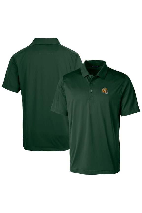 Men's Cutter & Buck  Green Green Bay Packers Helmet Prospect Textured Stretch Polo