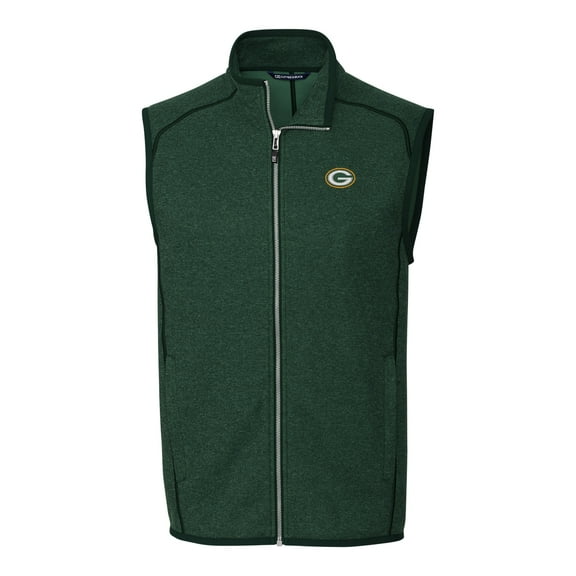 Men's Cutter & Buck Green Green Bay Packers Mainsail Sweater Knit Fleece Full-Zip Vest