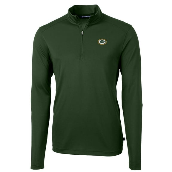 Men's Cutter & Buck Green Green Bay Packers Virtue Eco Pique Recycled Quarter-Zip Pullover Jacket